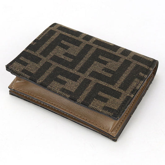FENDI 8M0420 A98P baguette FF logo Folded wallet Jacquard Brown Women