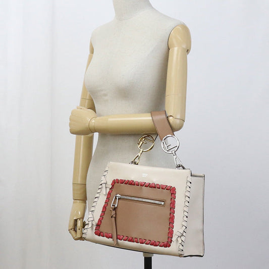 FENDI 8BH344 A316 2WAY Handbag shoulderbag Runaway leather beige Women