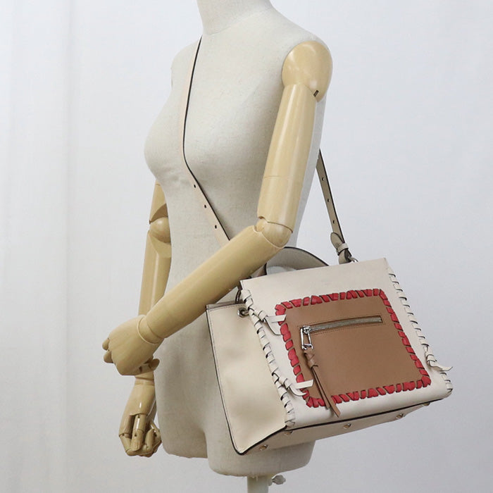 FENDI 8BH344 A316 2WAY Handbag shoulderbag Runaway leather beige Women