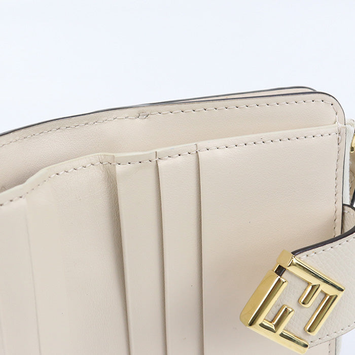 FENDI 8M0490 Bi-fold wallet FF Diamond Two-tone flap wallet leather white Women