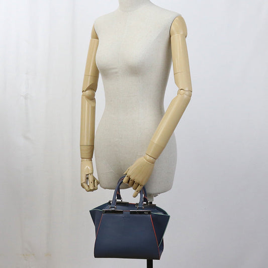 FENDI 8BH333 5QT 2WAY Tote Bag shoulder bag Trois Jules leather Blue Women