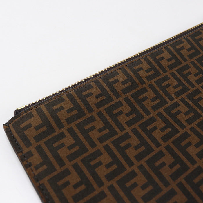 FENDI 8N0149 AFIS Slim Clutch Medium Flat Clutch bag leather brown Women