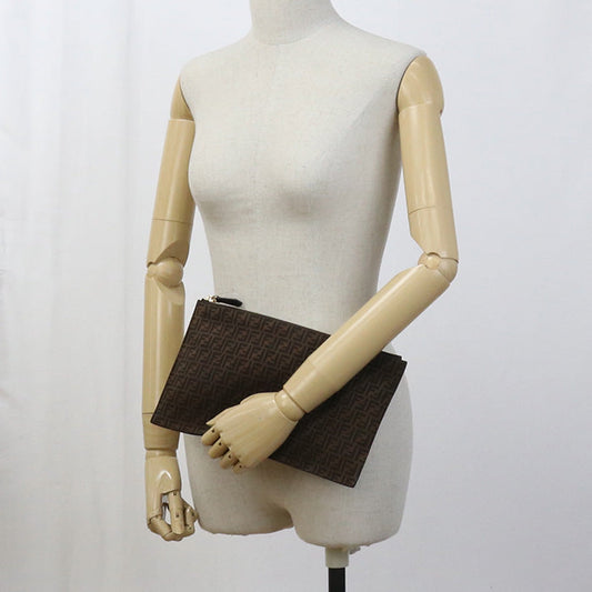 FENDI 8N0149 AFIS Slim Clutch Medium Flat Clutch bag leather brown Women