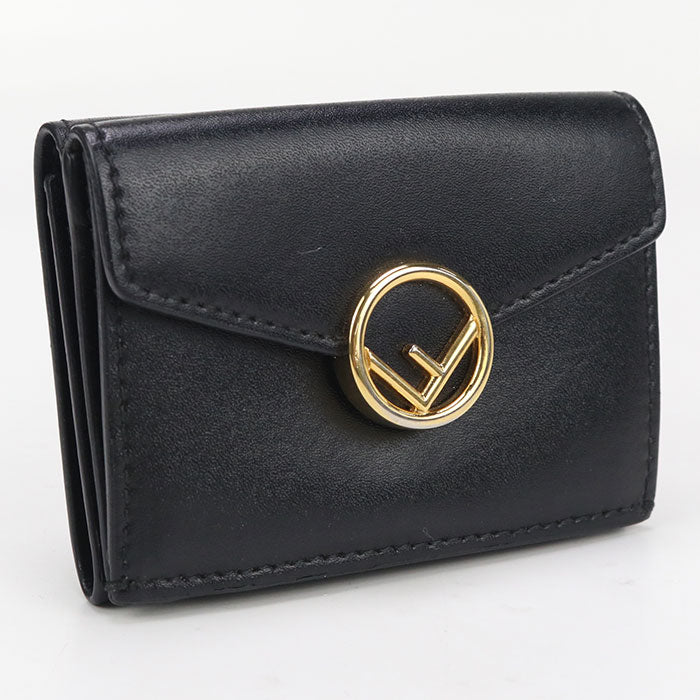 FENDI 8M0395 Tri-fold wallet F is Fendi Flap wallet leather black Women