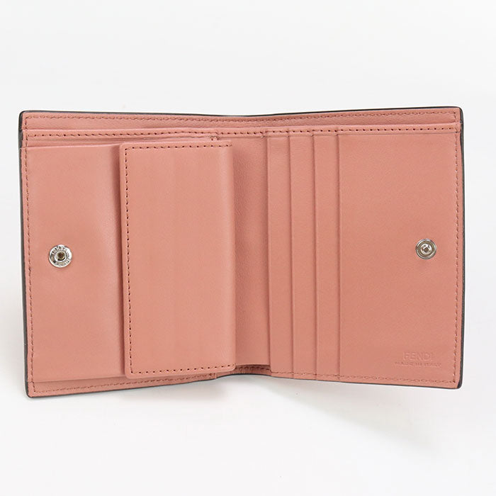 FENDI 8M0387 A18B Bi-fold wallet F is Fendi Flap wallet Calf leather Light pink Women