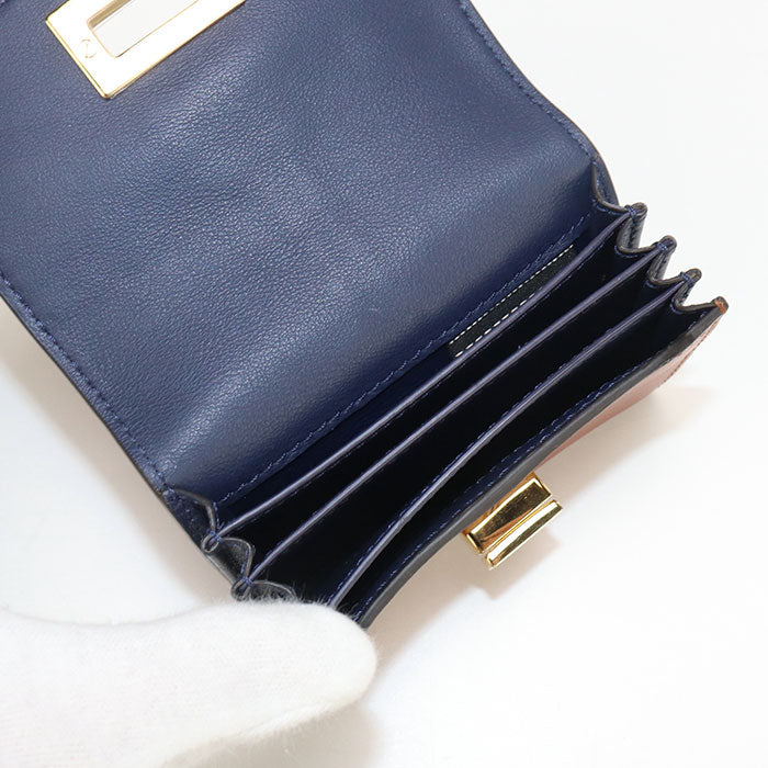 FENDI 8M0416 Business card holder A5DY Peekaboo Card Case Calf leather Brown Women