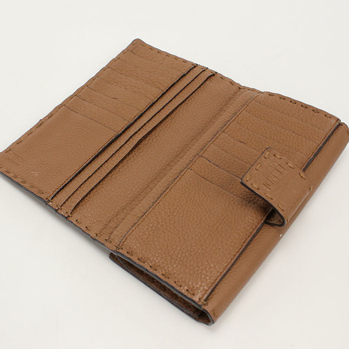 FENDI 8M0308 SFR Continental Peekaboo Long wallet double Calfskin brown
