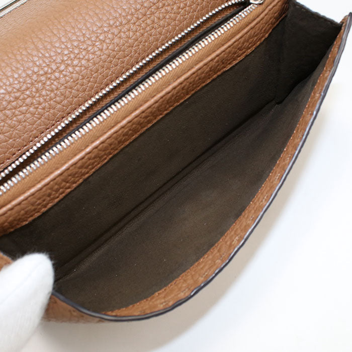 FENDI 8M0308 SFR Continental Peekaboo Long wallet double Calfskin brown