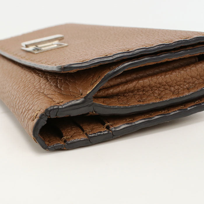 FENDI 8M0308 SFR Continental Peekaboo Long wallet double Calfskin brown