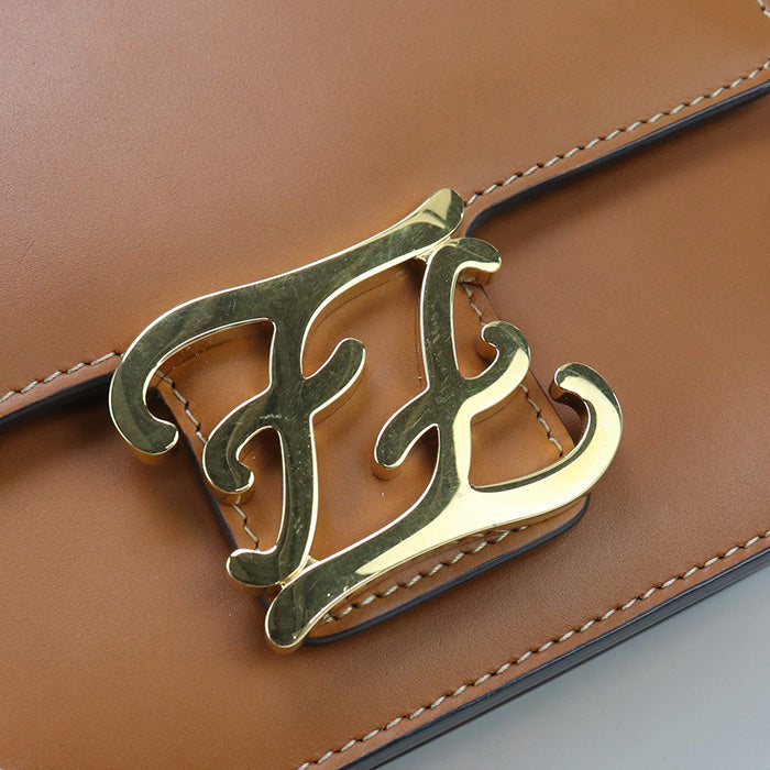 FENDI FE90591 Shoulder Bag curligraphy Shoulder Bag leather brown Women