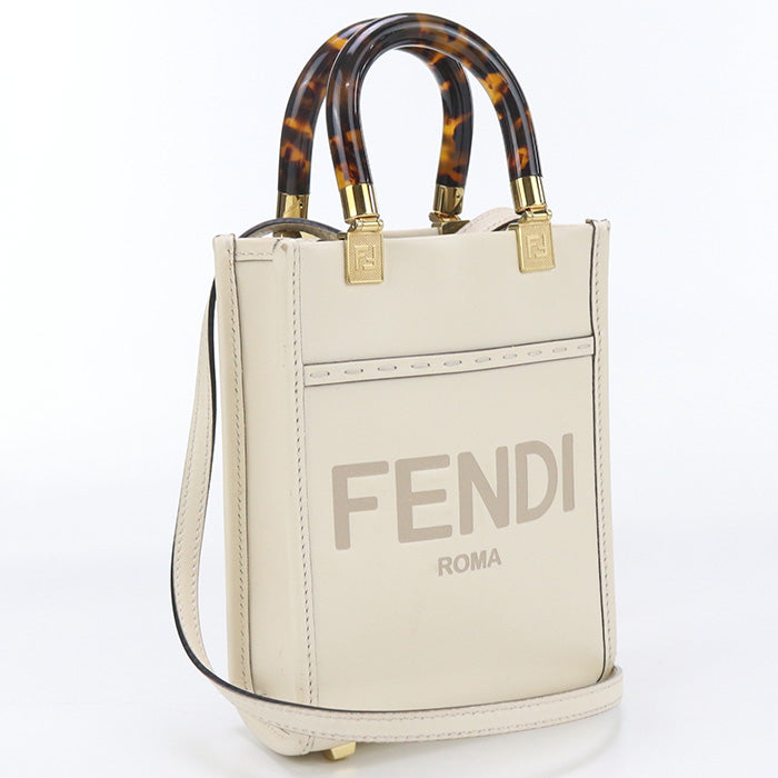 FENDI FE91004 sunshine shopper mini Sunshine Tote Bag leather white Women