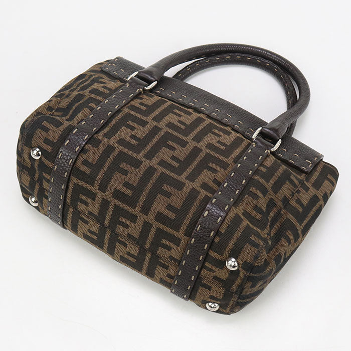 FENDI 8BR486 Handbag Selleria Mini Linda Tote Bag leather,Nylon jacquard Brown Women