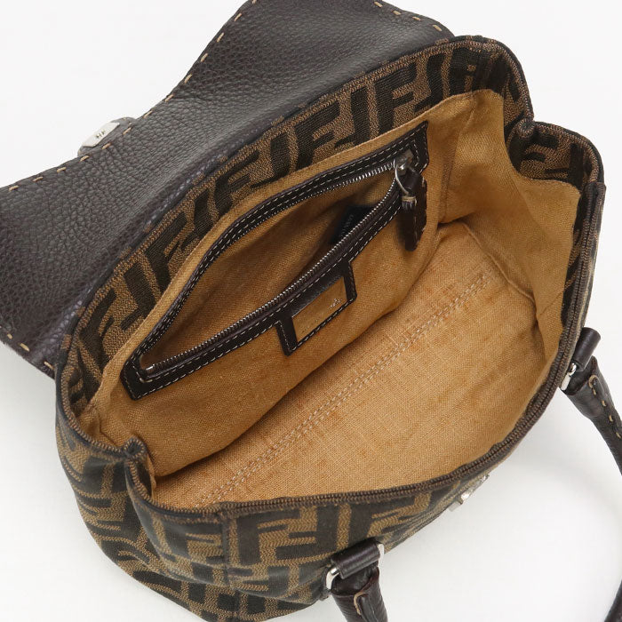 FENDI 8BR486 Handbag Selleria Mini Linda Tote Bag leather,Nylon jacquard Brown Women