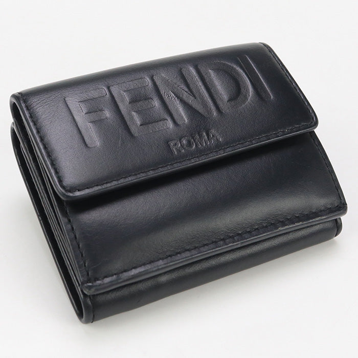 FENDI 8M0395 AAYZ Tri-fold wallet logo Mini Wallet leather black Women(unisex)