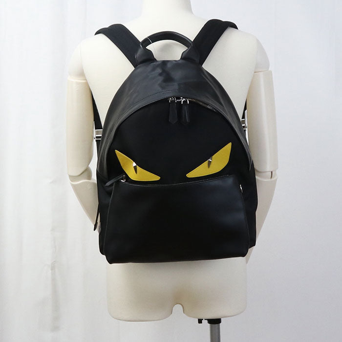 FENDI 7VZ012 Backpack Bugs monster Nylon,leather black mens