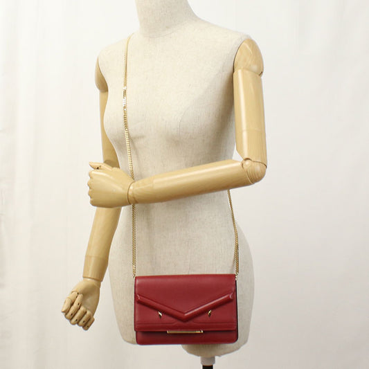 FENDI 8M0346 Bugseye Chain wallet leather red Women