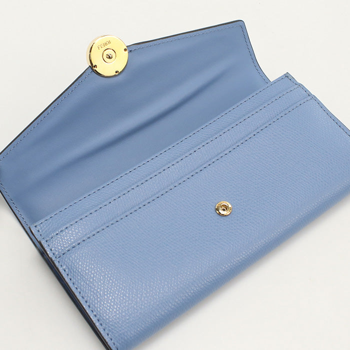 FENDI wallet F is Fendi Long with double fold coin purse blue leather Women