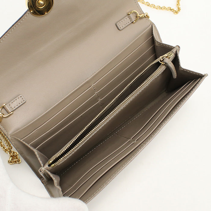 FENDI 8M0365 A18B F is Fendi Chain wallet leather beige Women