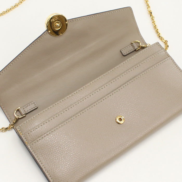 FENDI 8M0365 A18B F is Fendi Chain wallet leather beige Women