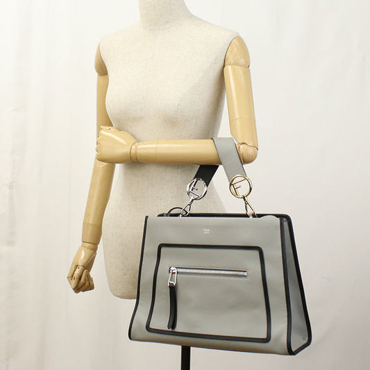 FENDI 8BH343 SIZ F1373 Tote Bag Runaway 2WAYTote Bag leather gray Women