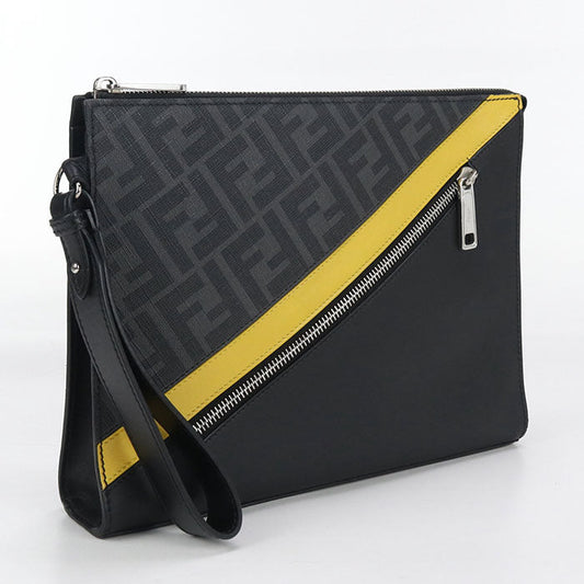 FENDI 7VA491 Diagonal Clutch bag PVC black mens