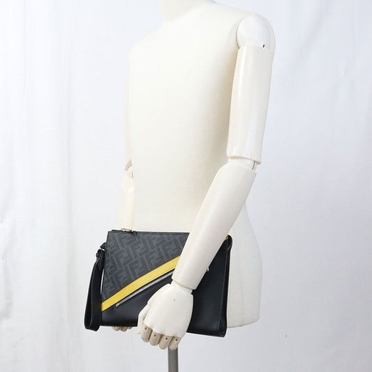 FENDI 7VA491 Diagonal Clutch bag PVC black mens