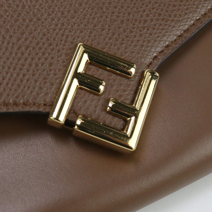 FENDI 8M0365 ALV4 FF Diamond Chain wallet leather brown Women