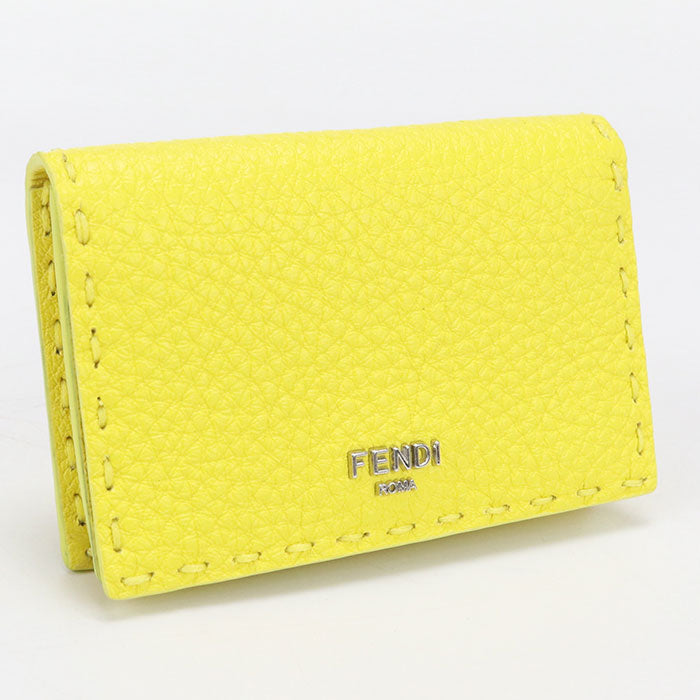 FENDI 8M0501 Card Case name card holder leather yellow Women