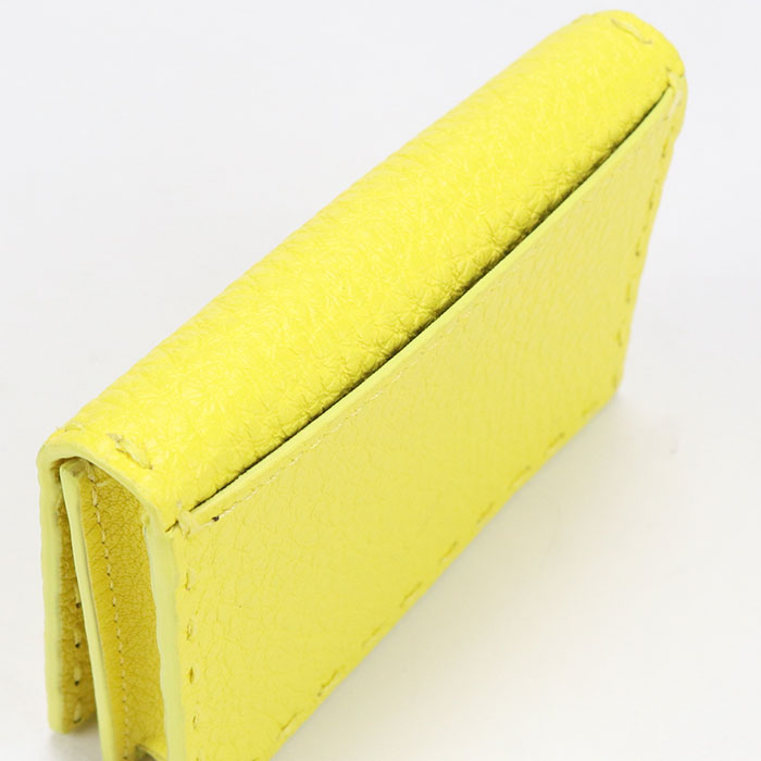 FENDI 8M0501 Card Case name card holder leather yellow Women