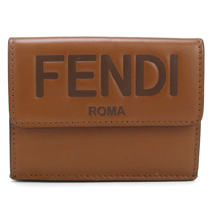 FENDI 8M0395 AAYZ F0QVK Tri-fold wallet Fendi Rome Compact Flap Wallet Calf leather Brown Women (unisex)