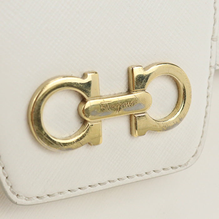 FERRAGAMO 21 E082 2WAY handbag Gancini totebag Calfskin white Women