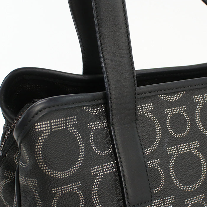 FERRAGAMO 21 7919 Thrilling Bag Gancini Tote Bag Hand bag PVC Black Women