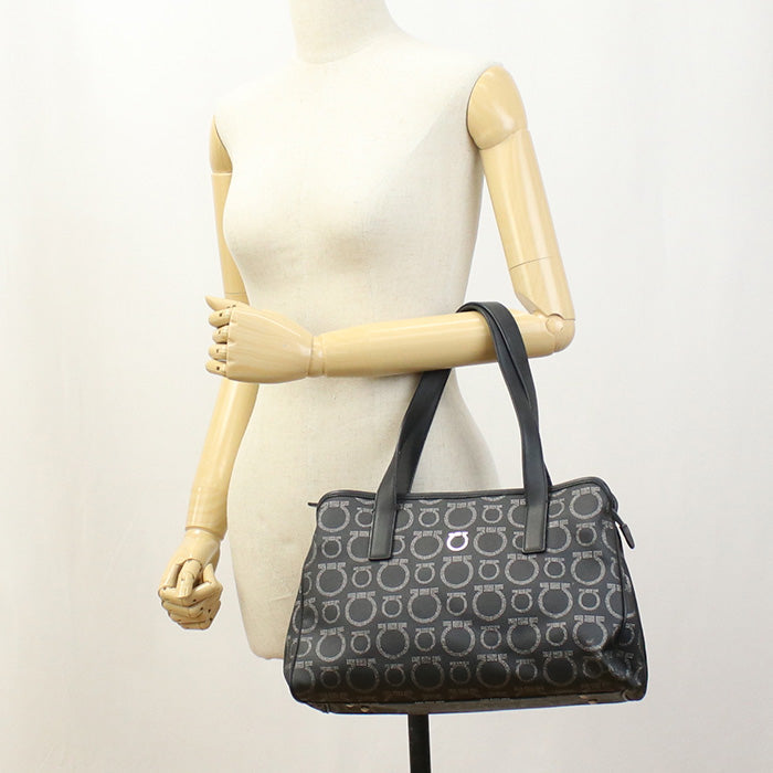 FERRAGAMO 21 7919 Thrilling Bag Gancini Tote Bag Hand bag PVC Black Women