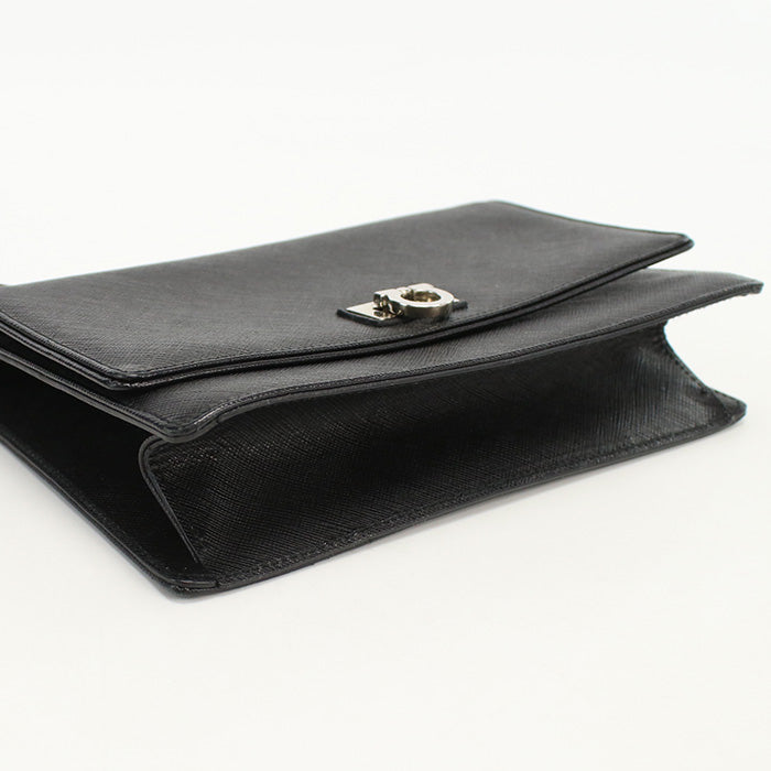 FERRAGAMO 21 6849 ChainShoulder Bag Gancini Semi-Shoulder leather black Women