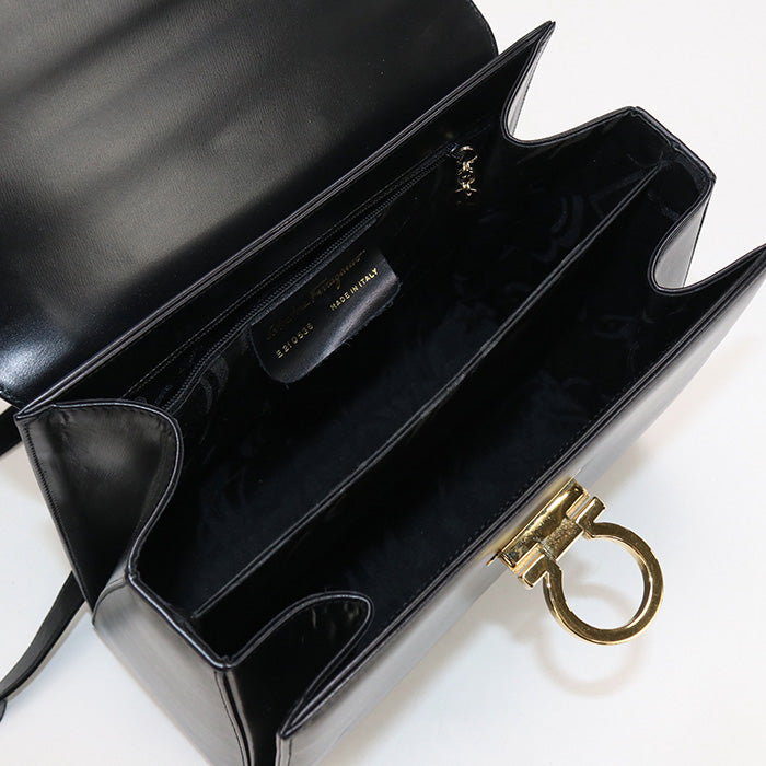 FERRAGAMO FR87030 2WAY Gancini Handbag Calfskin black Women