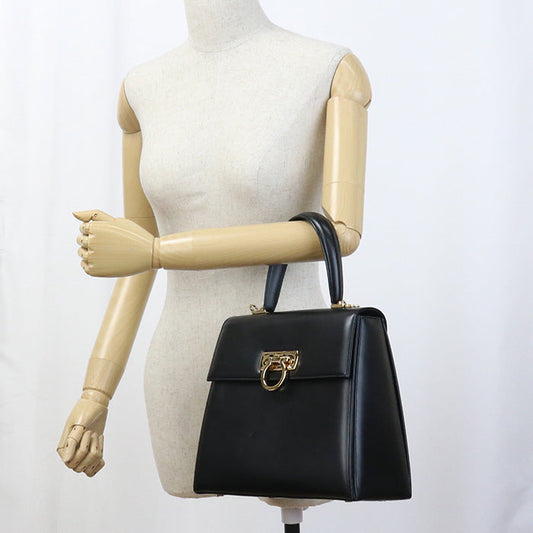 FERRAGAMO FR87030 2WAY Gancini Handbag Calfskin black Women