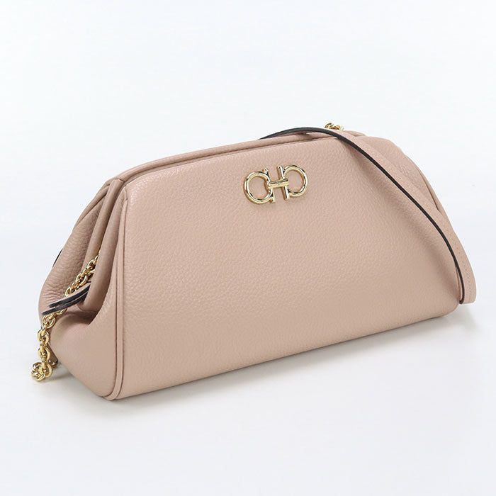 FERRAGAMO 22 0334 ChainShoulder Gancini Diagonal bag Calfskin pink Women