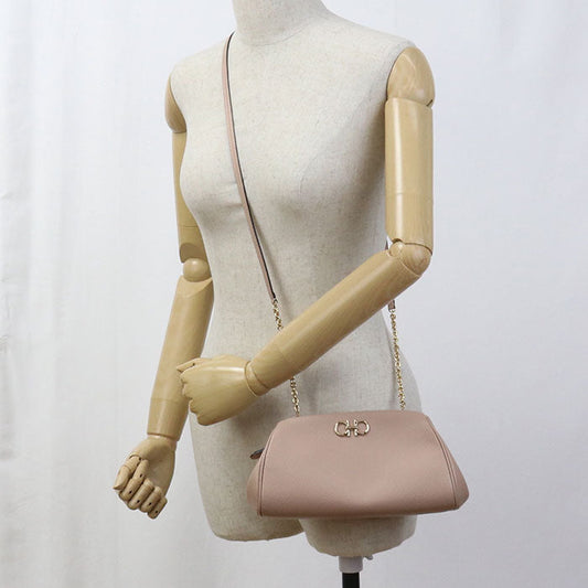 FERRAGAMO 22 0334 ChainShoulder Gancini Diagonal bag Calfskin pink Women