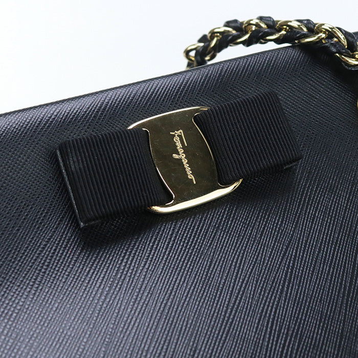 FERRAGAMO 21 F019 Chain Shoulder Bag Calfskin black Women