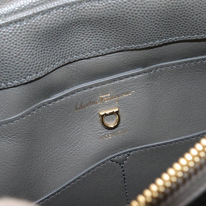 FERRAGAMO 21 0429 2WAY Gancini Handbag Calfskin gray Women