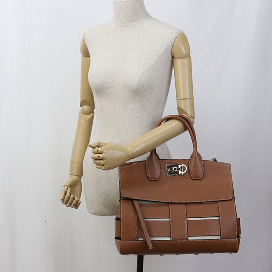 FERRAGAMO 21 H900 2WAY Gancini Tote Bag Calfskin brown Women
