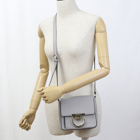 FERRAGAMO 21 H004 Gancini Diagonal Shoulder Bag leather gray Women