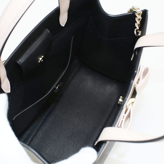 FERRAGAMO 21 1290 2WAY Vala Ribbon Tote Bag Calfskin black Women