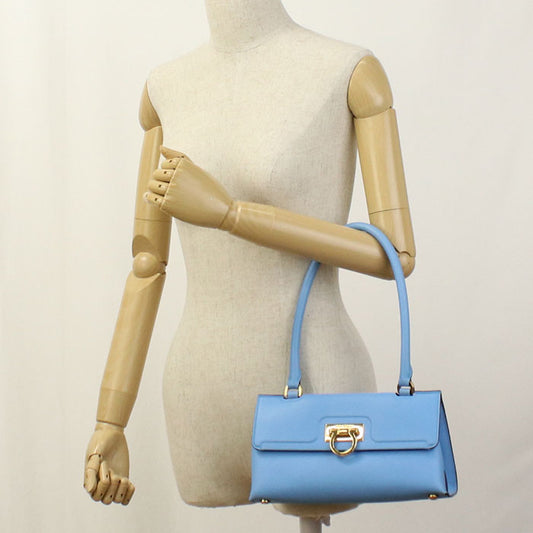 FERRAGAMO 21 1495 Gancini Handbag Calfskin blue Women