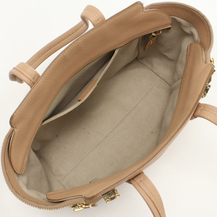 FERRAGAMO 21 D698 Gancini Tote Bag Calfskin beige Women