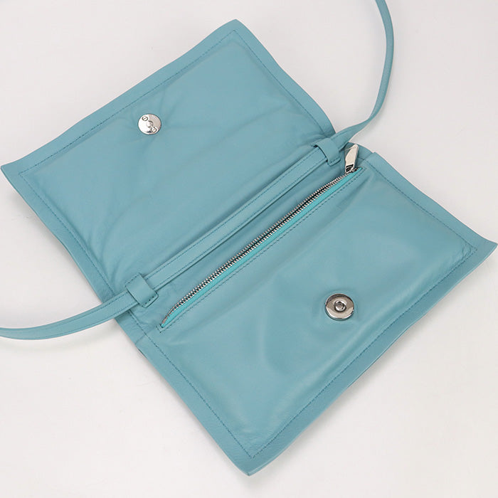 FERRAGAMO 22 0287 Vivabou Vara ribbon Diagonal shoulder bag Calfsk blue Women