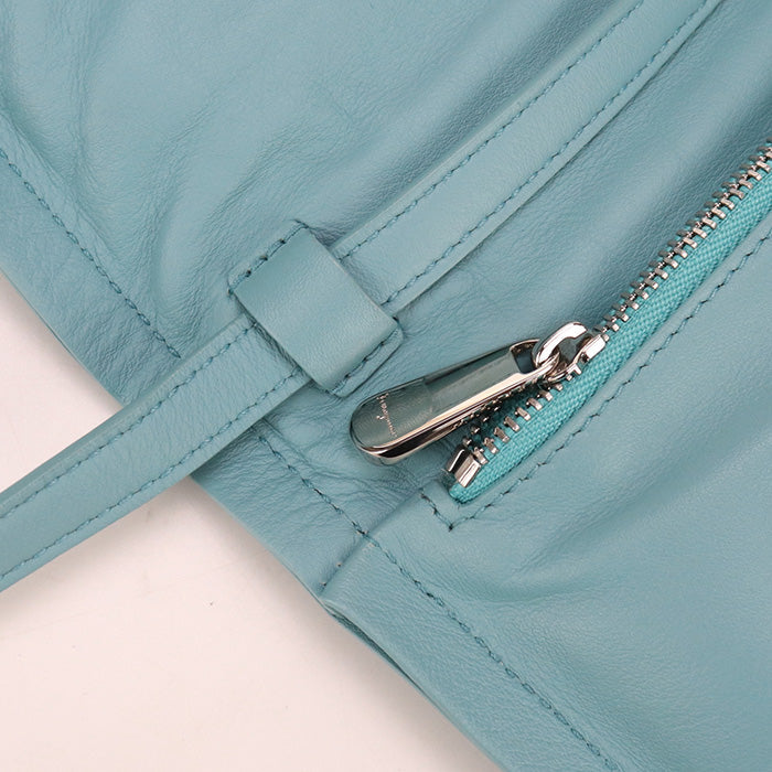 FERRAGAMO 22 0287 Vivabou Vara ribbon Diagonal shoulder bag Calfsk blue Women