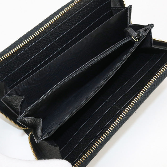 GUCCI 456117 CAO0G 1000 Long Wallet GG Marmont Zip Around Purse leather black Women(unisex)