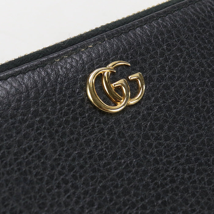 GUCCI 456117 CAO0G 1000 Long Wallet GG Marmont Zip Around Purse leather black Women(unisex)