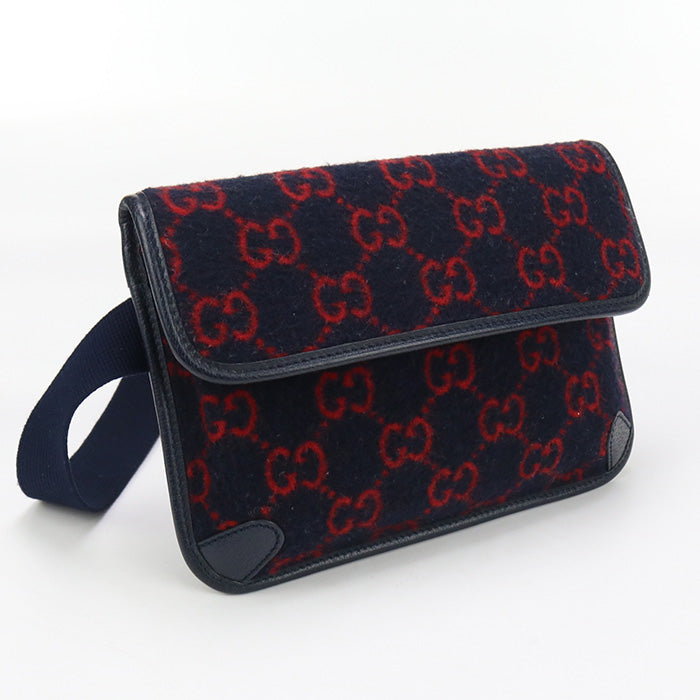 GUCCI 598181 Belt bag GG wool body bag wool navy Women